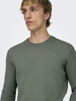 Only and Sons miesten neulepusero ONSBERRY REG 12 LS CREW KNIT FRML NOOS, Castor Gray