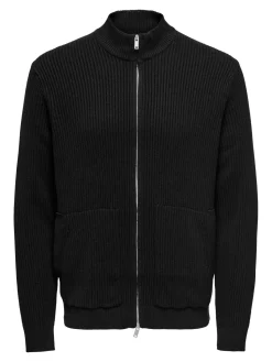 Only and Sons miesten neuletakki ONSLAW REG LS CARDIGAN KNIT FRML, musta