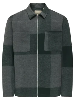 Only and Sons miesten paitatakki ONSWAKE CHECKED ZIP OVERSHIRT, Dark Sea Checks