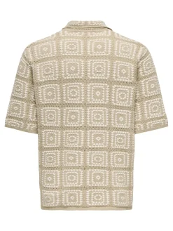 Only and Sons miesten paita, BART RLX SS SHIRT KNIT Silver Lining Egret