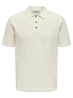 Only and Sons miesten paita ONSMOON REG 12 SS Polo Knit, Egret