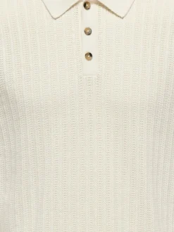 Only and Sons miesten paita ONSMOON REG 12 SS Polo Knit, Egret