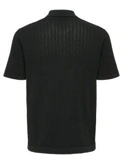 Only and Sons miesten paita ONSMOON REG 12 SS Polo Knit, musta