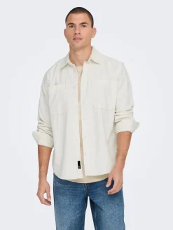 Only and Sons Miesten Paita, ALP RELAXED WASH CORD NOS Luonnonvalkoinen