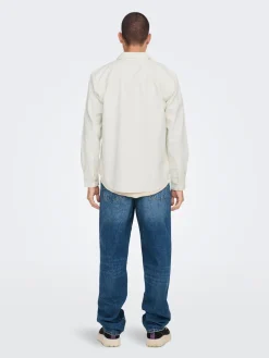 Only and Sons Miesten Paita, ALP RELAXED WASH CORD NOS Luonnonvalkoinen