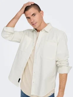 Only and Sons Miesten Paita, ALP RELAXED WASH CORD NOS Luonnonvalkoinen