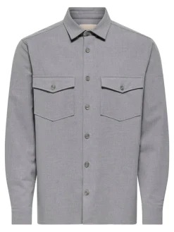 Only and Sons miesten paitatakki ONSVENUS REG OVERSHIRT NOOS, Light Grey Melange