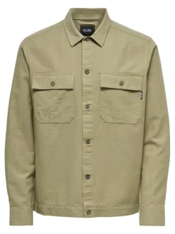 Only and Sons Miesten Pellava Paitatakki, Kenneth Overshirt Beige