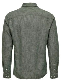 Only and Sons Miesten Pellavapaita CARLO LINEN SHIRT Vihreä