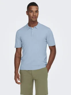 Only and Sons miesten pikeepaita, WYLER LIFE POLO KNIT Vaaleansininen