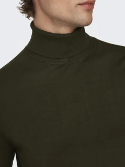 Only and Sons Miesten Pooloneule, Wyler Life Roll Neck Nos Armeijanvihreä