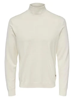 Only and Sons Miesten Pooloneule, Wyler Life Roll Neck Nos Valkoinen