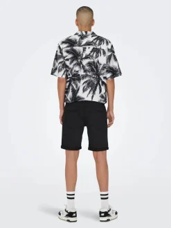 Only and Sons Miesten Shortsit PLY LIFE REG BLK JOG Black Denim