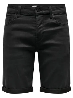 Only and Sons Miesten Shortsit PLY LIFE REG BLK JOG Black Denim