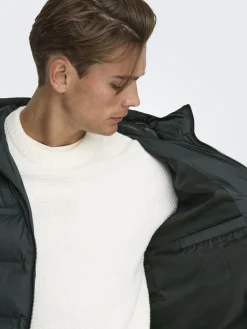 Only and Sons miesten takki K UNION SEAMLES LIFE HOOD PUFFER JACKET, musta