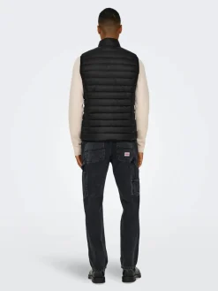 Only and Sons miesten toppaliivi, GAVIN LIFE LIGHT QUILTED ZIP VEST OTW Musta