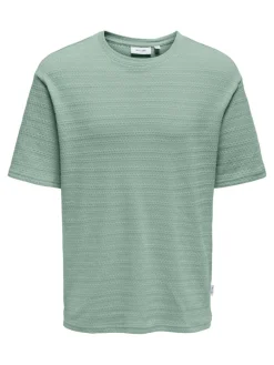 Only and Sons miesten t-paita, GIVO REG 12 SS CREW KNIT Iceberg Green