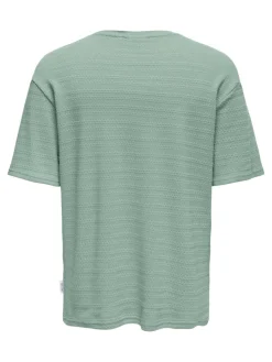 Only and Sons miesten t-paita, GIVO REG 12 SS CREW KNIT Iceberg Green