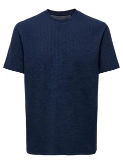 Only and Sons miesten t-paita, K KIAN REG SEERSUCKER SS TEE Tummansininen