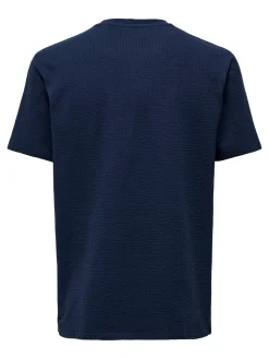 Only and Sons miesten t-paita, K KIAN REG SEERSUCKER SS TEE Tummansininen