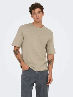 Only and Sons miesten t-paita, GIVO REG 12 SS CREW KNIT String