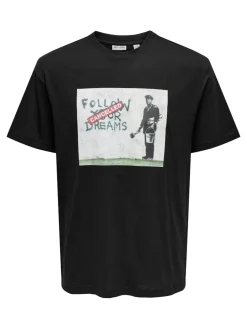 Only and Sons Miesten T-paita, Banksy RLX Tee Musta