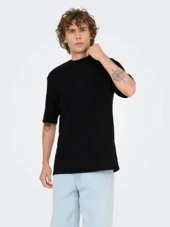 Only and Sons miesten t-paita, GIVO REG 12 SS CREW KNIT Black