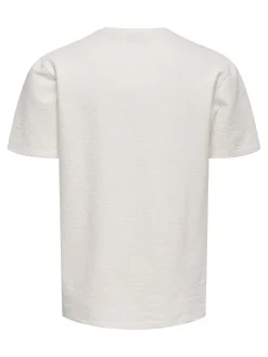 Only and Sons miesten t-paita, K KIAN REG SEERSUCKER SS TEE Cloud Dancer