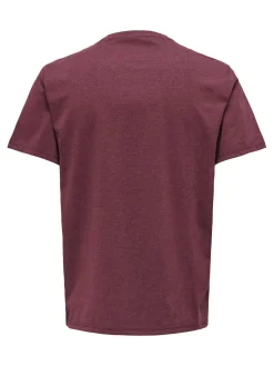 Only and Sons miesten t-paita ONSMAX LIFE SS STITCH TEE NOOS, Port Royale Melange