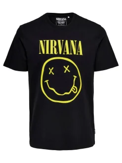 Only and Sons miesten t-paita, NIRVANA LIFE REG SS TEE Musta