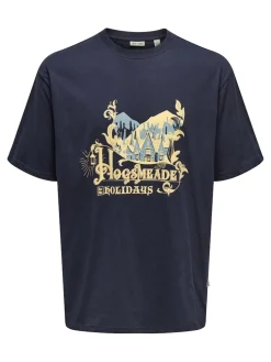 Only and Sons miesten t-paita, ONSXMAS RLX SS TEE HP Navy Blazer