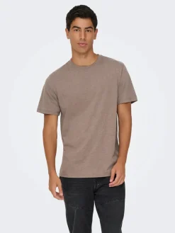Only and Sons miesten t-paita ONSMAX LIFE SS STITCH TEE NOOS, Falcon melange