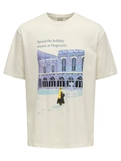 Only and Sons miesten t-paita ONSXMAS RLX SS TEE HP, Cloud Dancer