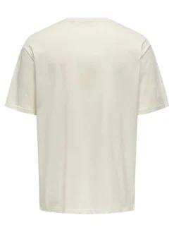Only and Sons miesten t-paita ONSXMAS RLX SS TEE HP, Cloud Dancer