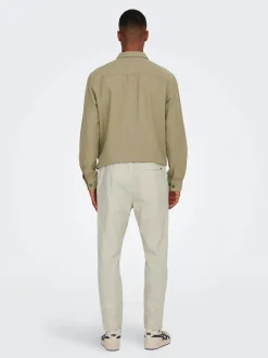 Only and Sons pellavahousut, LINUS CROP Beige
