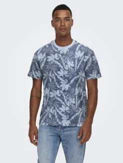 Only and Sons t-paita, PERRY REG LEAF Tummansininen