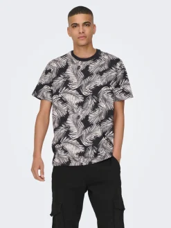 Only and Sons t-paita, PERRY REG LEAF Tummansininen