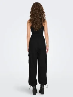 Only housut, ONLCASHI CARGO PANT WVN Musta