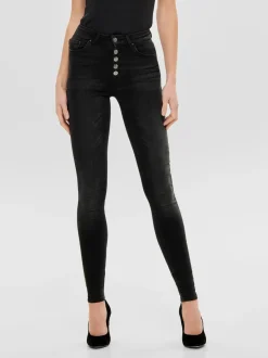 Only Naisten Farkut, Blush Hw Button Sk Ankle Musta