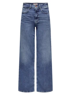 Only naisten farkut, ONLMADISON BLUSH WIDE DOT372 Indigo