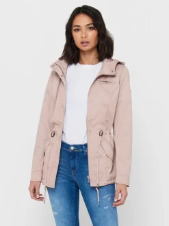 Only, Naisten Kevättakki, Lorca Canvas Parka Vaaleanpunainen