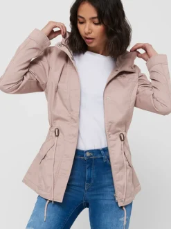 Only, Naisten Kevättakki, Lorca Canvas Parka Vaaleanpunainen