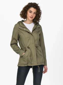 Only, Naisten Kevättakki, Lorca Canvas Parka Armeijanvihreä