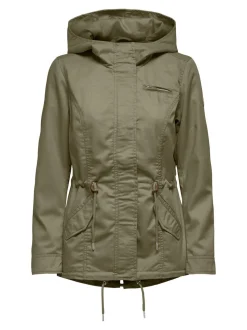 Only, Naisten Kevättakki, Lorca Canvas Parka Armeijanvihreä