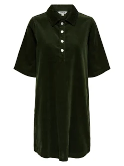 Only naisten mekko, ONLGRY-NESSA S/S CORD DRESS Armeijanvihreä