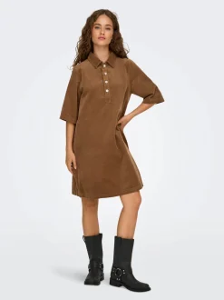 Only naisten mekko, ONLGRY-NESSA S/S CORD DRESS Kameli