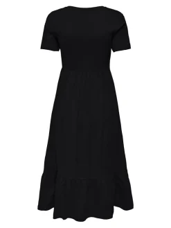 Only naisten mekko, ONLMAY LIFE S/S PEPLUM CALF DRESS JRS Musta