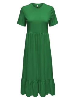 Only naisten mekko, ONLMAY LIFE S/S PEPLUM CALF DRESS JRS Vihreä