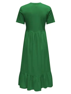 Only naisten mekko, ONLMAY LIFE S/S PEPLUM CALF DRESS JRS Vihreä