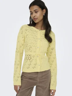 Only naisten neuletakki ONLELKE LIFE LS CARDIGAN CC KNT, keltainen